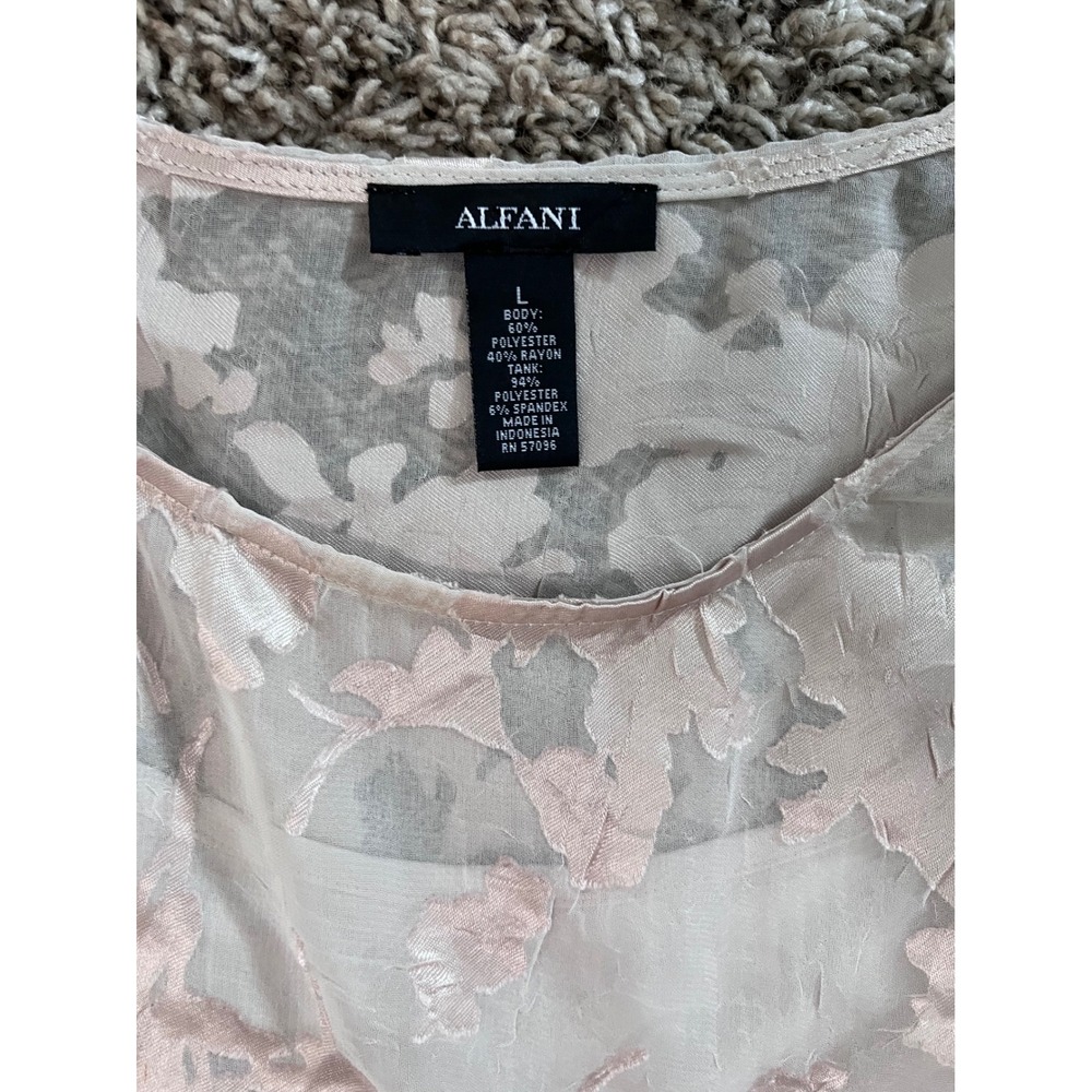 Alfani Womens Blush Pink Sheer Floral Burnout Blouse with Camisole Large - Picture 5 of 8
